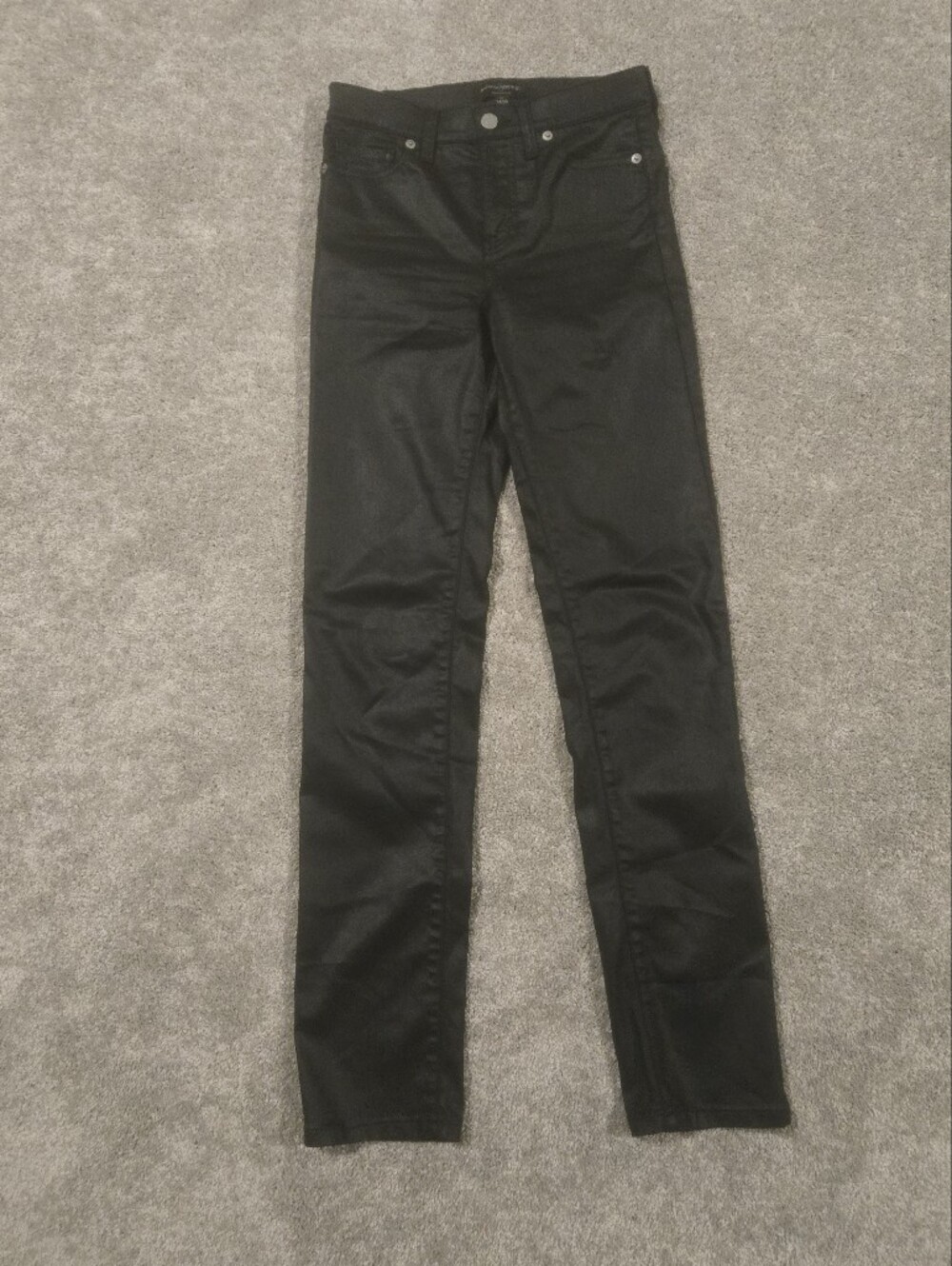 Banana Republic HR Slim Coated Black Denim Jeans 24/00 Tall Long Edgy Sleek